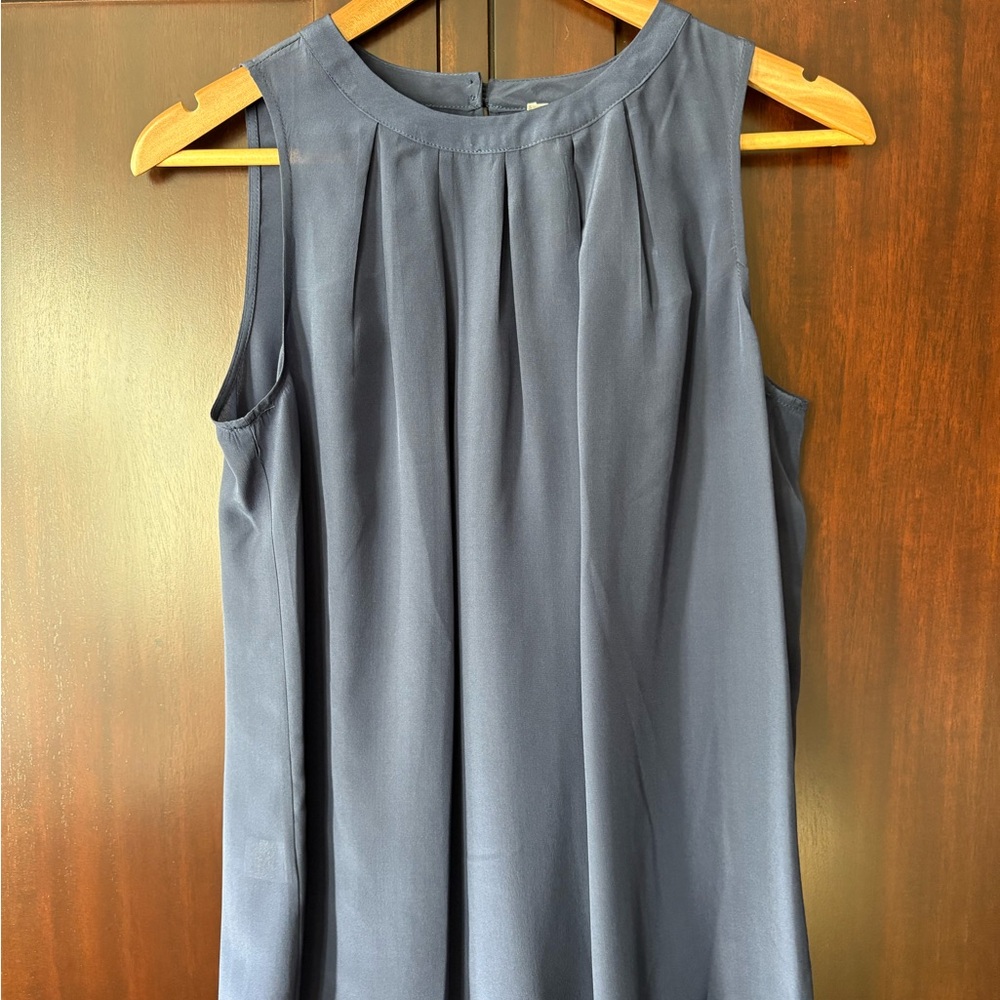 NWT Daniel Rainn 100% Silk Sleeveless Top, Navy Blue, Size Small